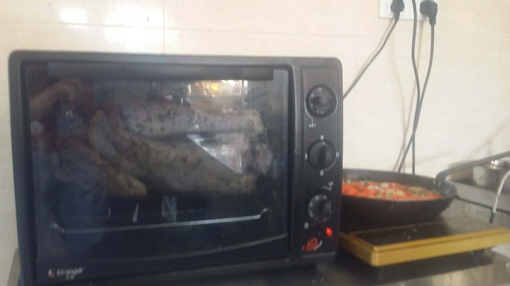 Ovens are also not standard in China. If people have them, they are like this, what we Americans would call a toaster oven. So my friends shoved the 17 pound turkey in this little sucker and hoped for the best. 